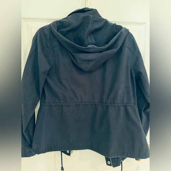 Navy Blue Cinched-waisted Utility jacket for women - Picture 5 of 5